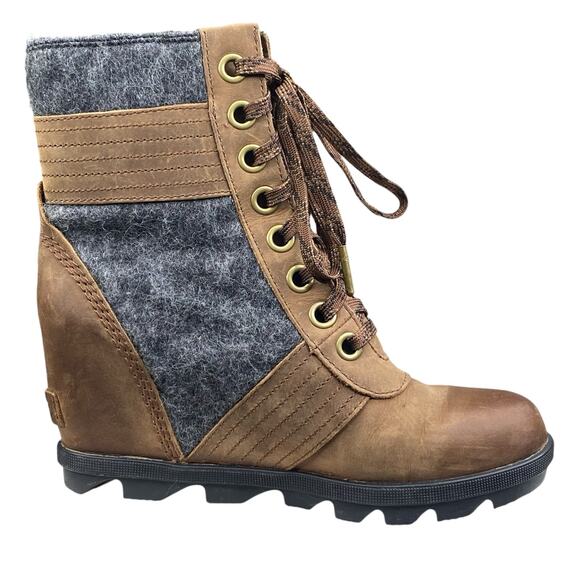 Sorel Women's Lexie Brown Leather Wedge Ankle Boots Size US 7 - Picture 4 of 10